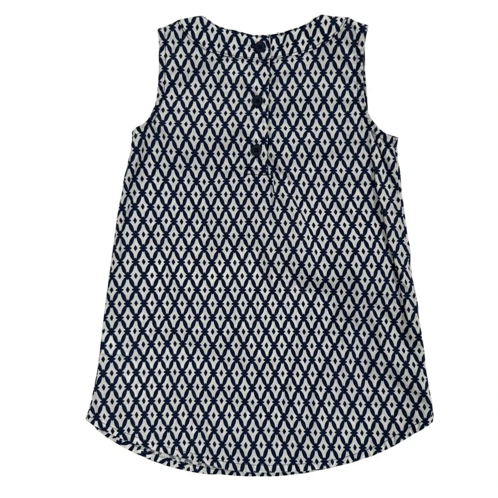 Carters Girls Navy Blue White Geometric Sleeveless Cotton Top Size 4 K41